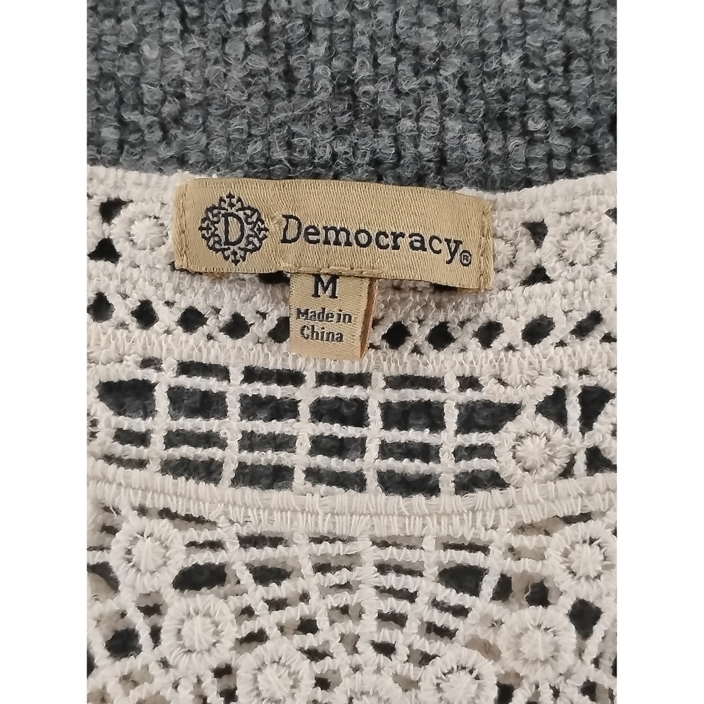 Democracy Boho Festival Blouse Medium Cotton Crochet Lace Minimalist Streetwear - Picture 3 of 7